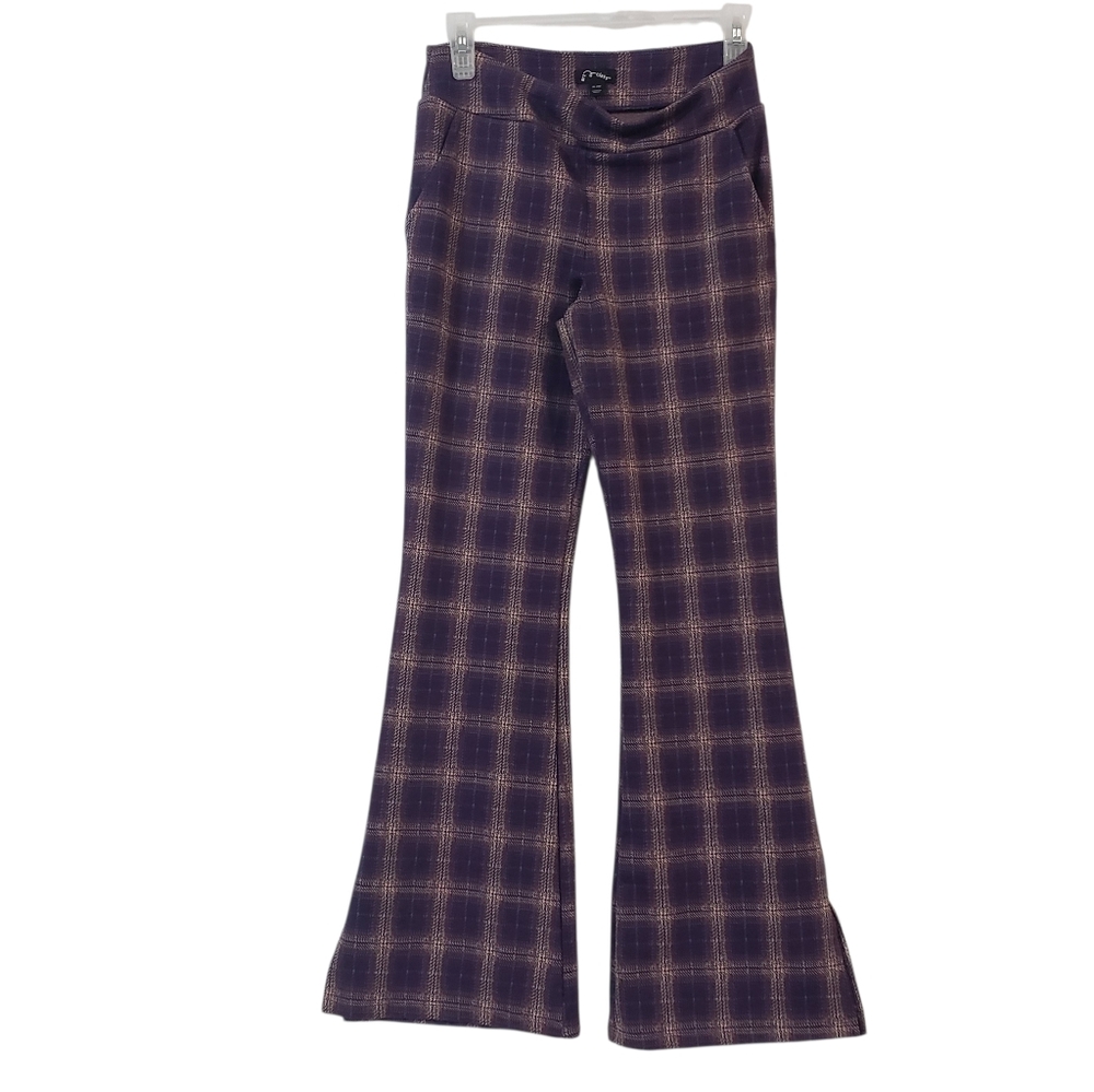 ART CLASS Youth Girls Size XL 14 Purple Plaid Flared Pants Preppy Academia